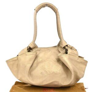 LOEWE Anagram Logo Nappa Aire One Shoulder Hand Bag Leather Beige Spain 34KC260